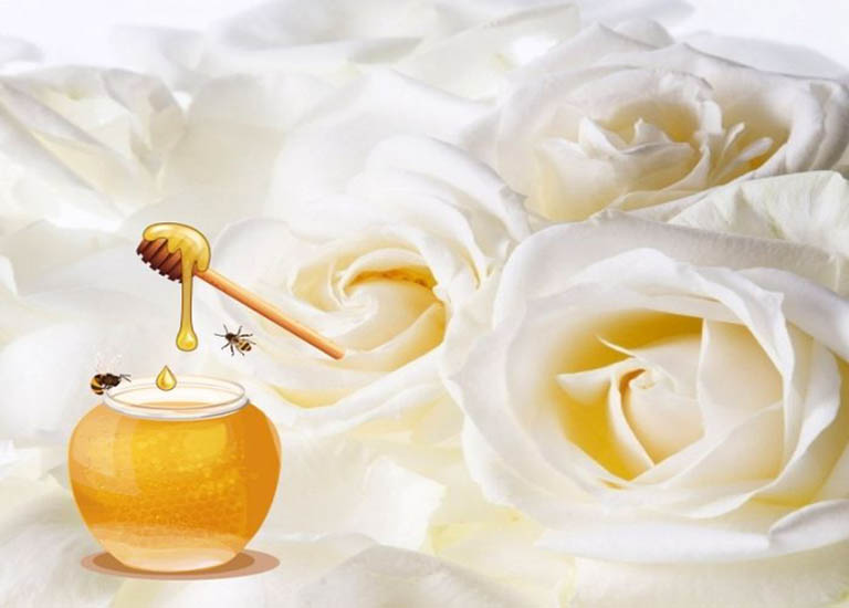 Hoa hồng trắng và mật ong có tác dụng kháng khuẩn, tiêu viêm, giảm ho
